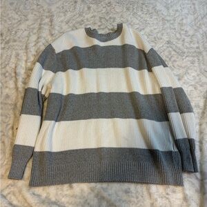Hollister women’s  Crewneck Sweater in Gray and White Stripes